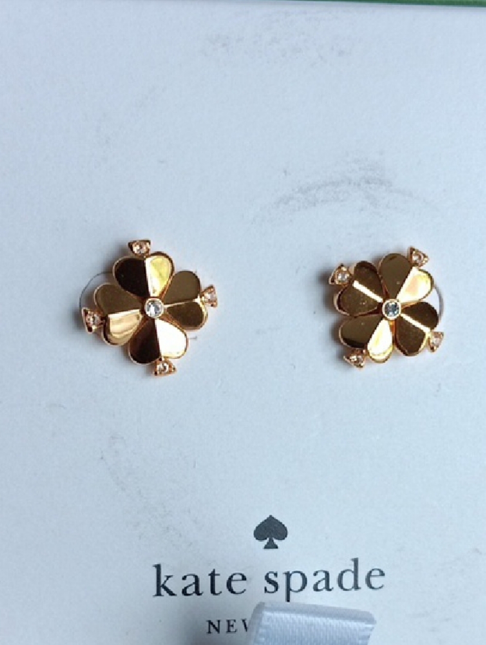 Kate Spade gold floral crystal center stud earrings